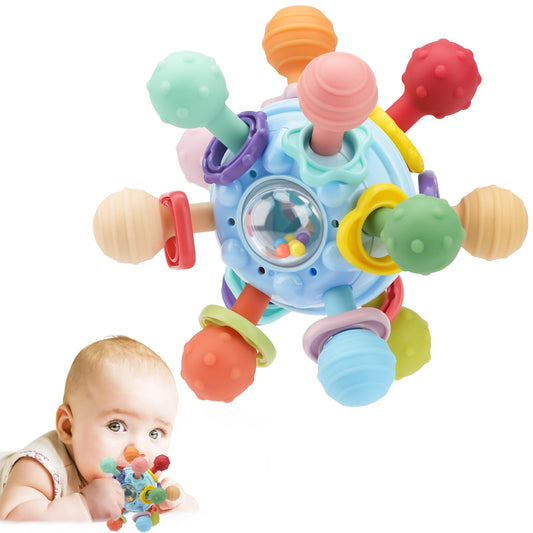 Baby Montessori Sensory Toys for 0-6 6-12 Months, Food Grade Teething Toys for Babies 0 3 6 9 12 18 Months, Newborn Infant Learning Developmental Toys Gifts for 1 2 Year Old Boys Girls