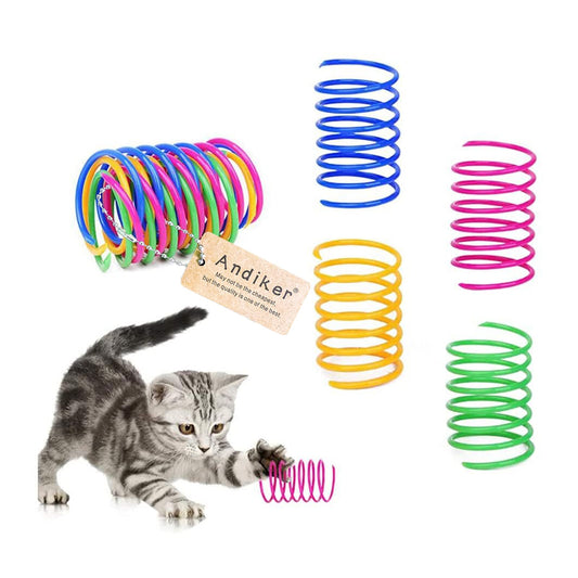 Cat Spiral Spring, 12 Pc Cat Creative Toy to Kill Time and Keep Fit Interactive Cat Toy Sturdy Heavy Plastic Spring Colorful Springs Cat Toy for Swatting, Biting, Hunting Kitten Toys